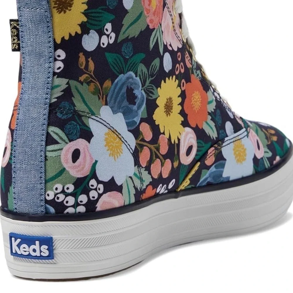 Keds X Rifle Paper The Platform Mid Vintage Blossom Navy 6.5 M